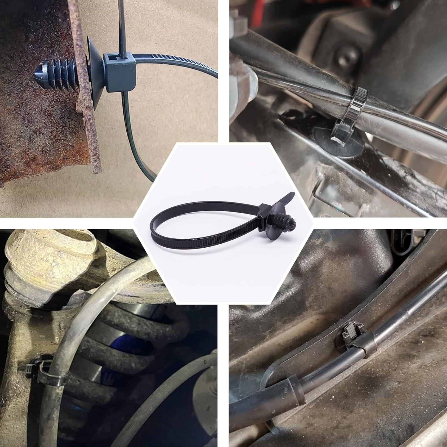 Push Mount Zip Ties, 8 Inch Cable Zip Tie Black Wire Tie with Push Pin Fir Tree