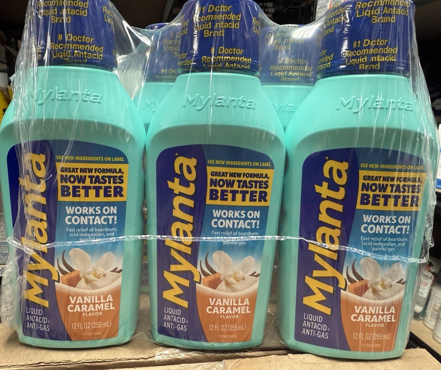Case Of 12 Bottles Mylanta Antacid  Anti-Gas, Vanilla Caramel 12 fl oz Each