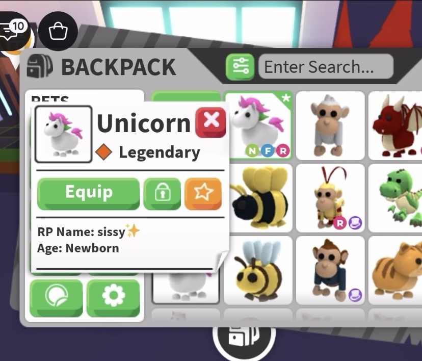 Adopt Me! Legendary Unicorn Virtual Pet Newborn Game Item/Asset