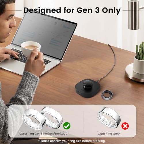 Compatible with Aura Ring Gen 3 Charger, Fast Charging Dock with USB-C Size 8