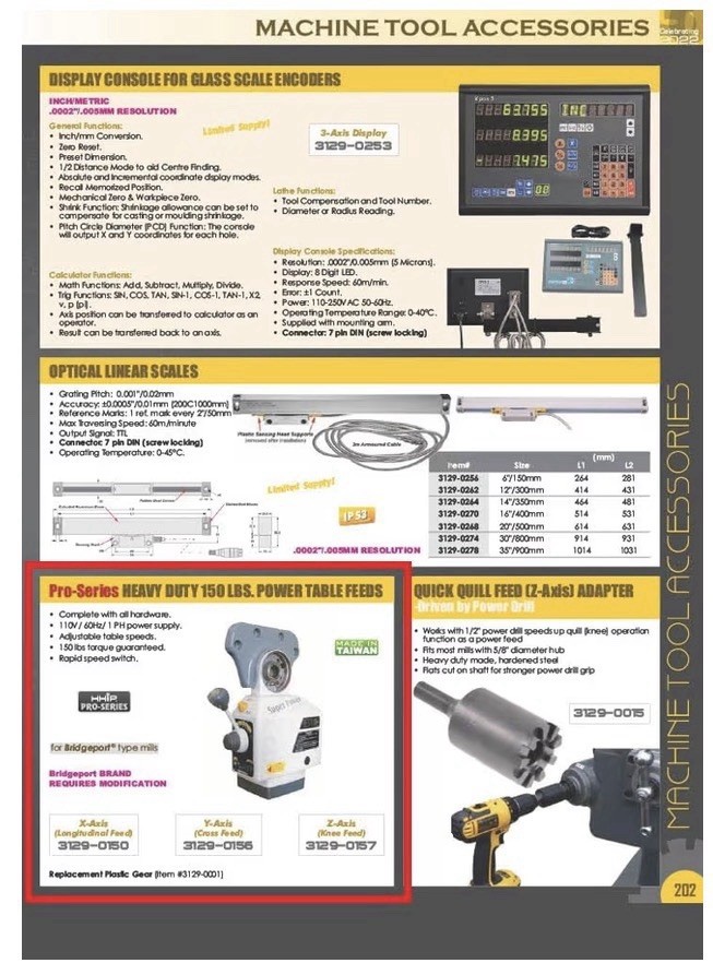 HHIP 3129-0150 X-Axis Power Table Feed, 110V~1 Phase