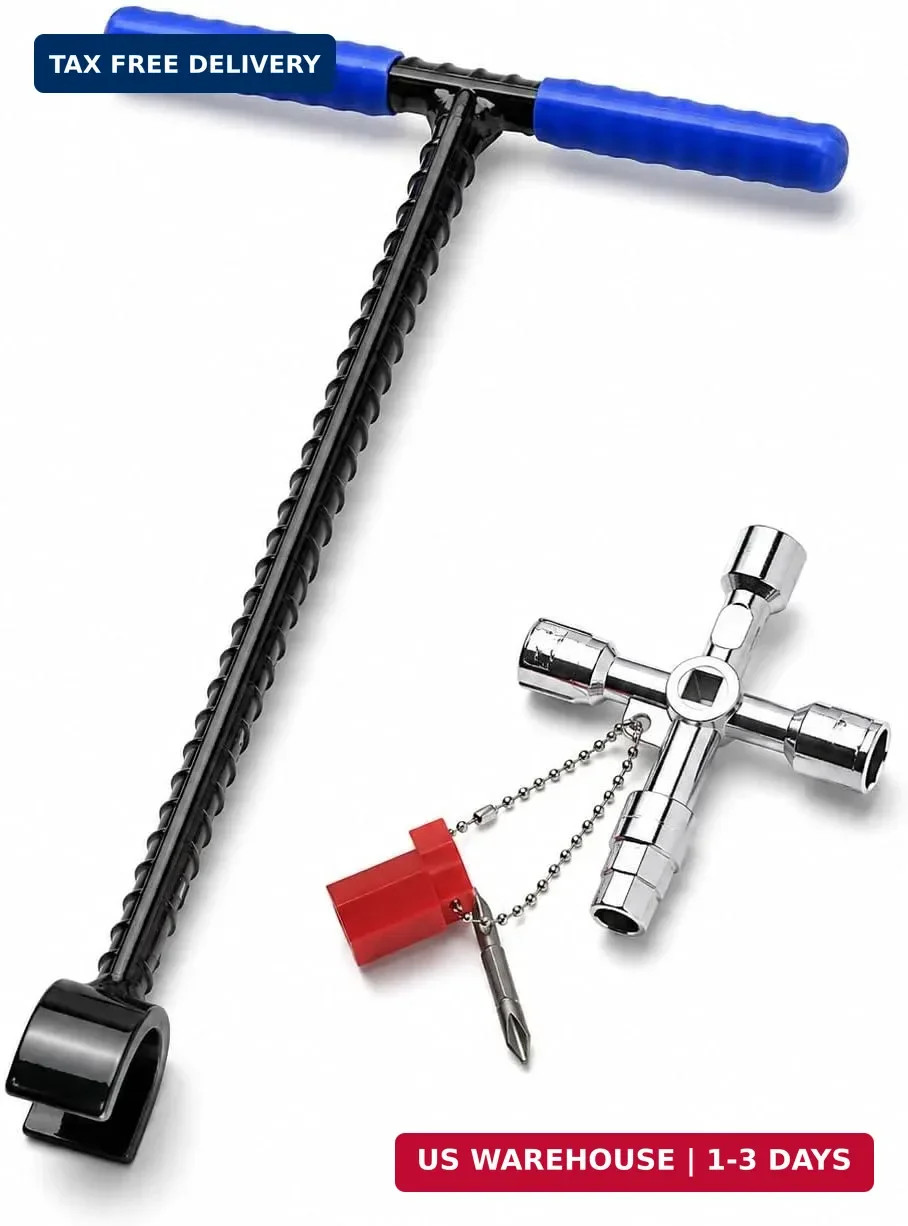 Water Meter Key 12 Inch Heavy Duty T Handle Shut Off Tool for Meter Boxes Valves