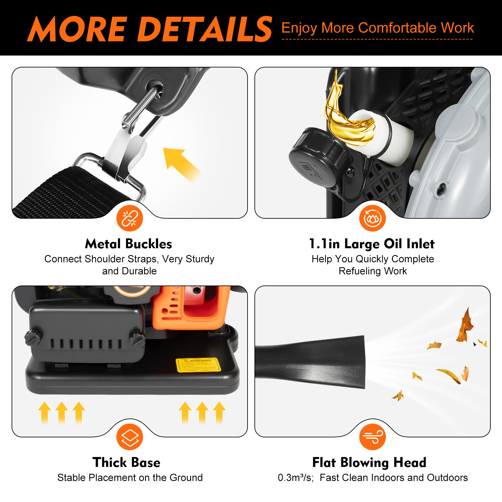 Upgraded 63CC 2-Stroke Backpack Leaf Blower, 4.3HP, 850CFM Powerful Performance