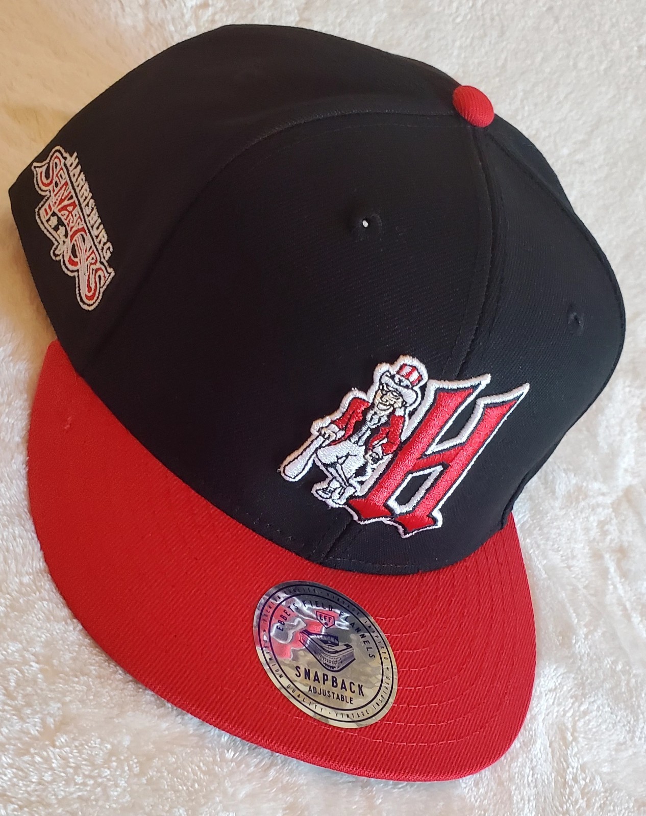 Harrisburg Senators MiLB Ebbets Field Flannels Vintage Snapback Cap Black/Red