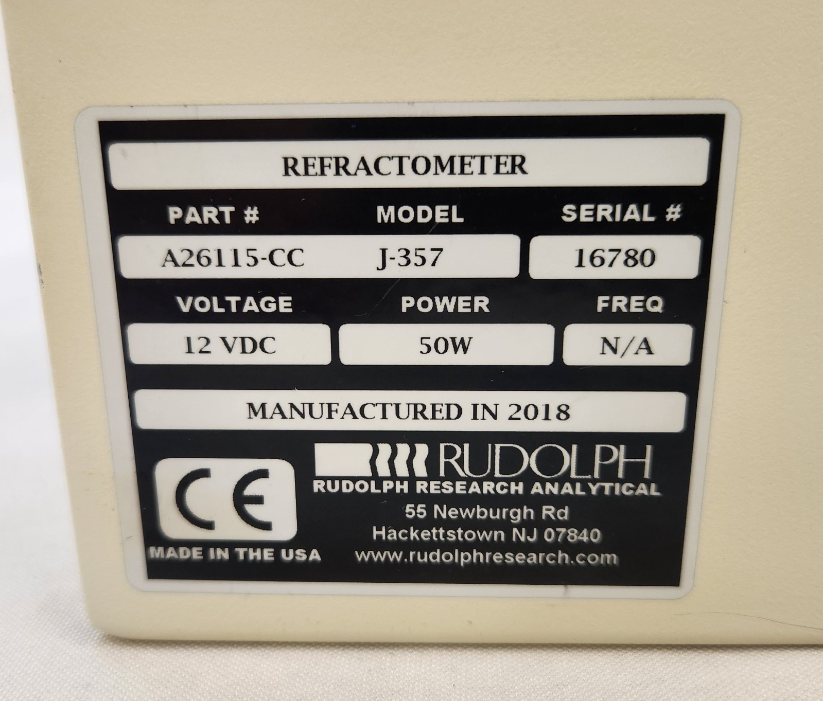 Rudolph Research Analytical J357 Automatic Refractometer J-357, Brix and RI