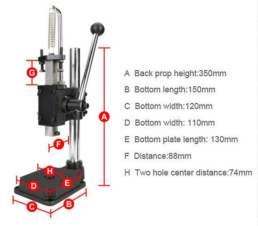 Manual Stamping Machine Puncher Tabletop Plate Punching Machine Adjustable
