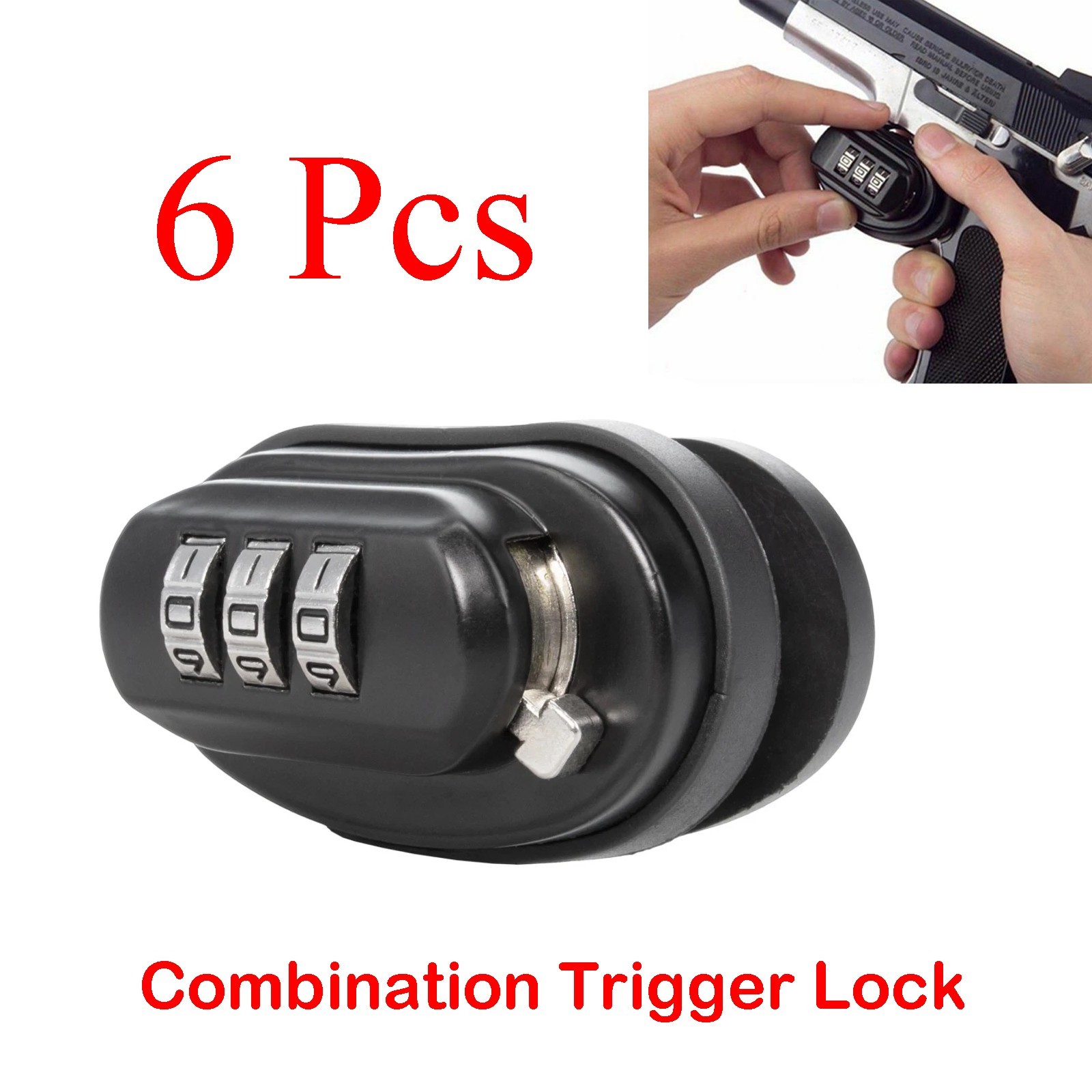 6X for Pistol Rifle Shotgun Firearms Gun Locks 3 Digit Combination Trigger Lock