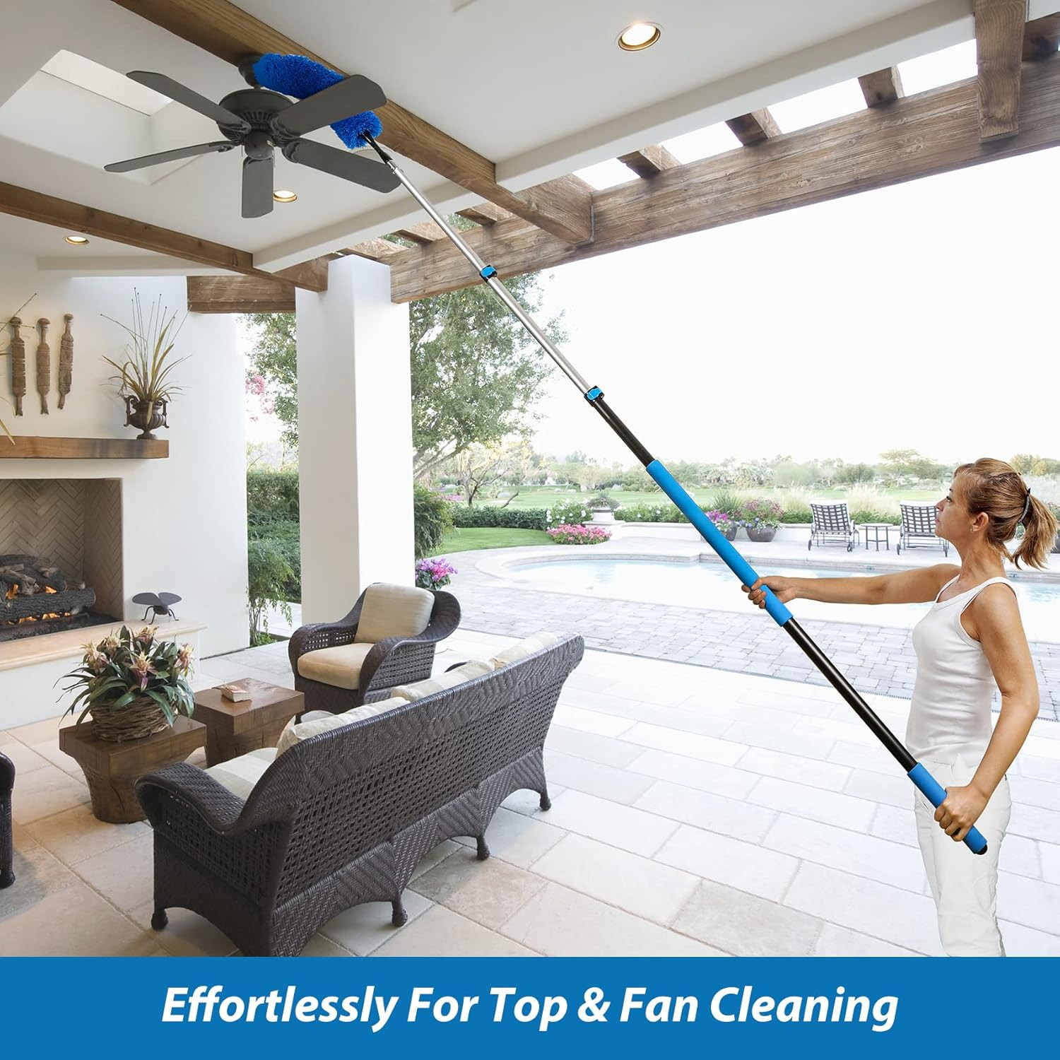 20FT Telescoping Duster Kit High Reach Cobweb Ceiling Fan Window Cleaning Tool