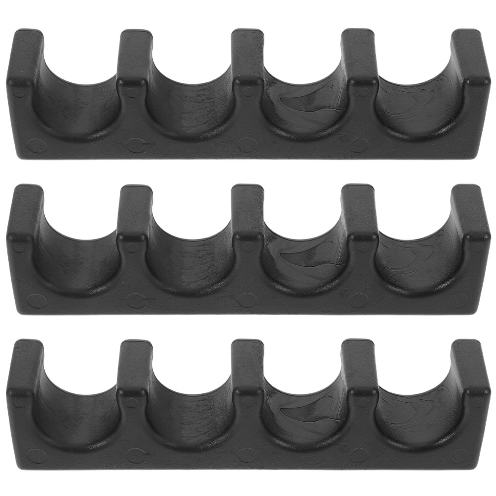 3Pcs Plastic Billiard Cue Stand Black Wall Mount Easy Install Pool Cue Storage