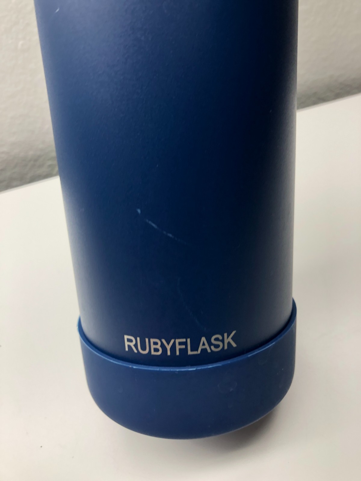 RubyFlask 32oz Stainless Steel Water Bottle Blue Wide Mouth Insulated Handle