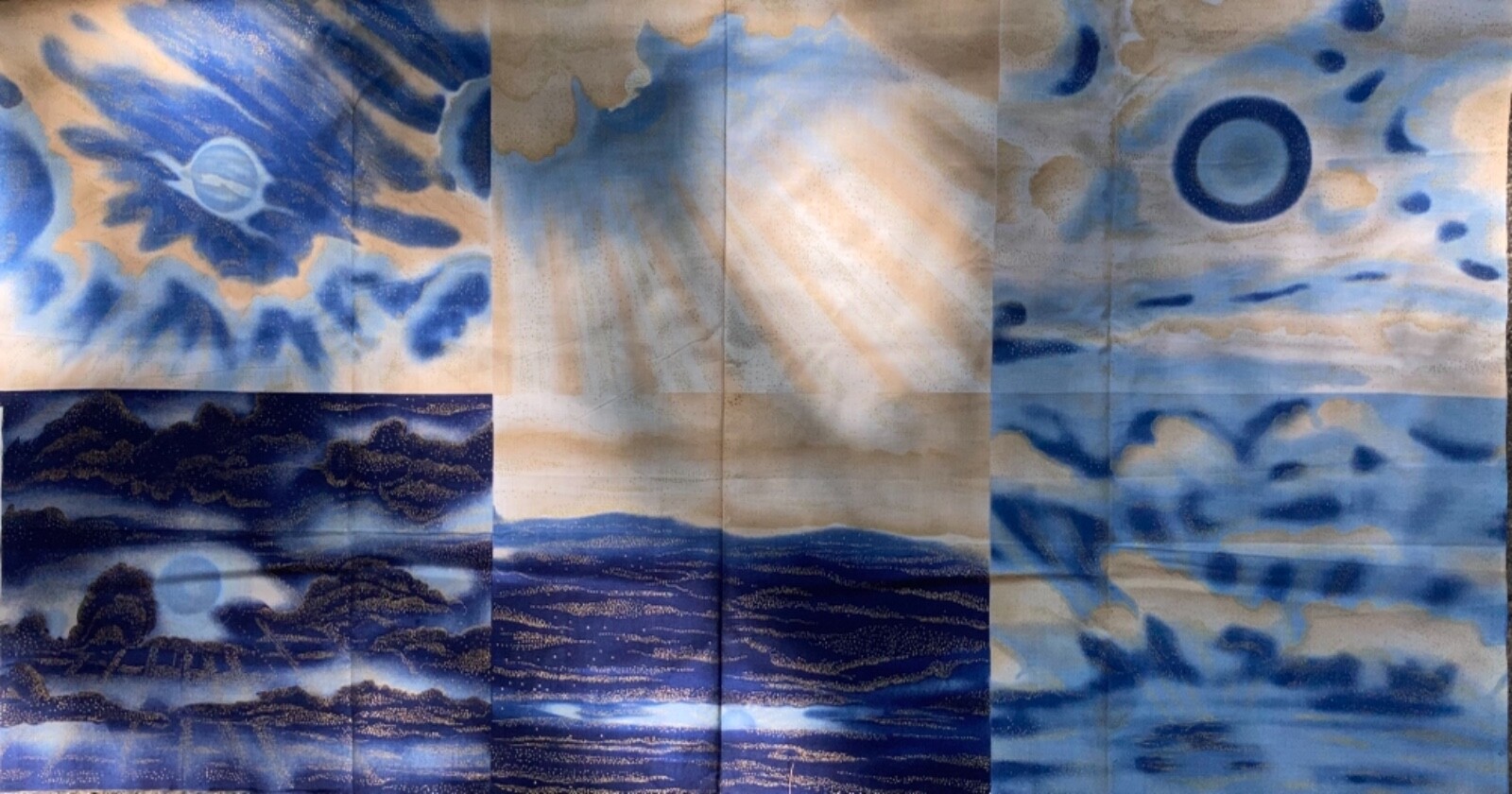 Hoffman One Universe Panel Quilt Fabric - Gold Metallic - 2/3 YD