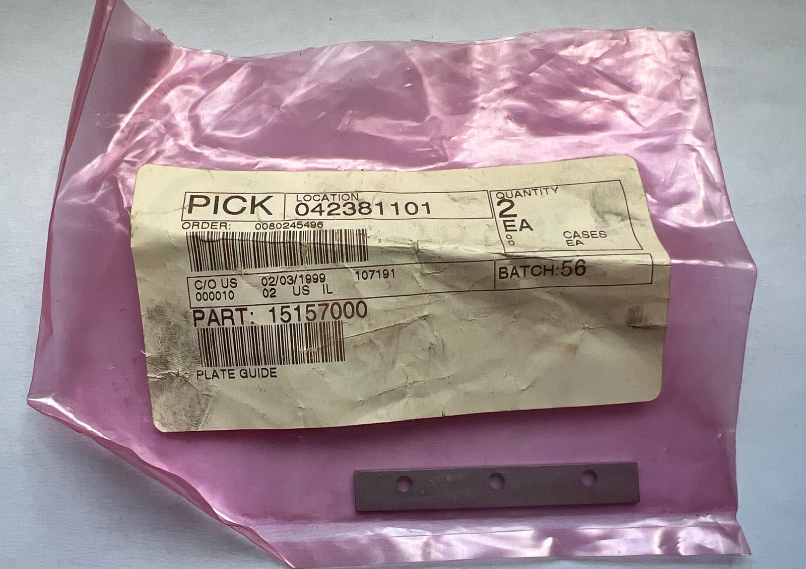 15157000 PLATE GUIDE Universal Instruments Genuine Replacement Parts