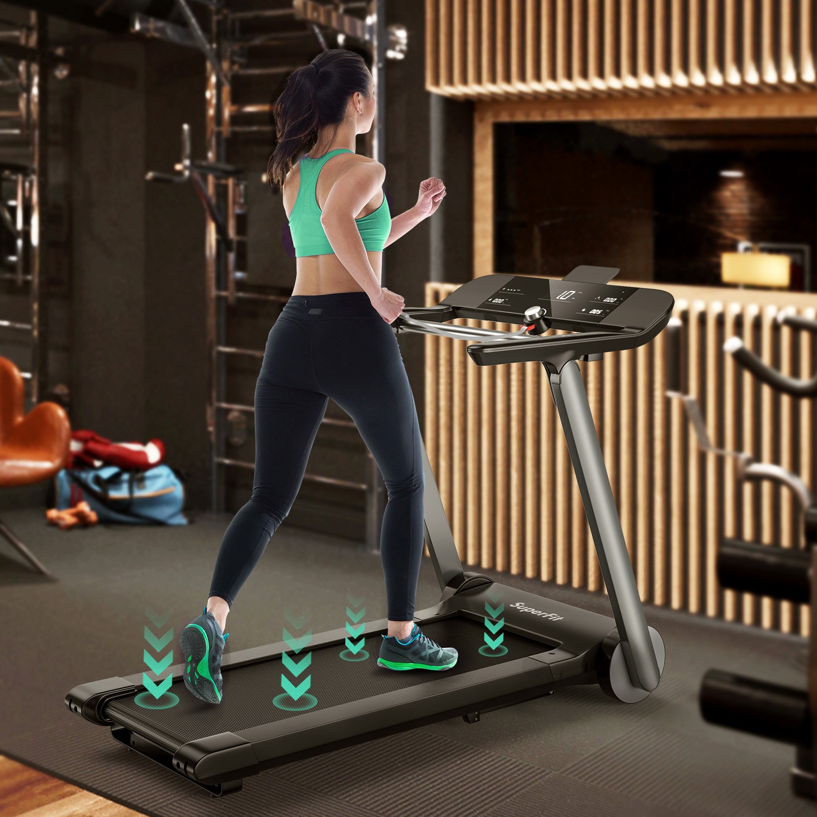 Superfit Electric Folding Treadmill Jogging MachineBluetooth10 Preset Programs