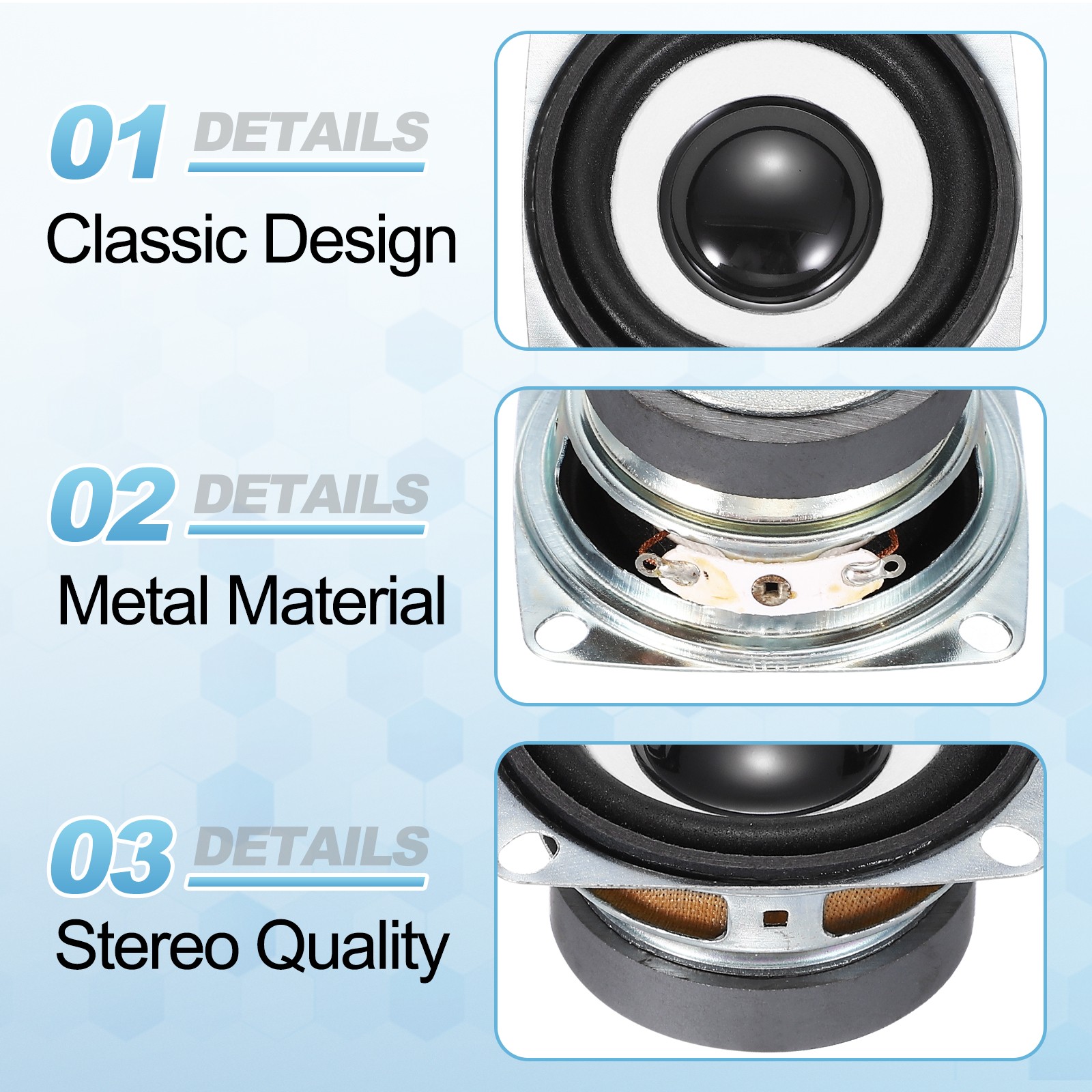 2Pcs 5W 4Ohm Small Speakers Square Micro External Magnet Speaker 45mm White
