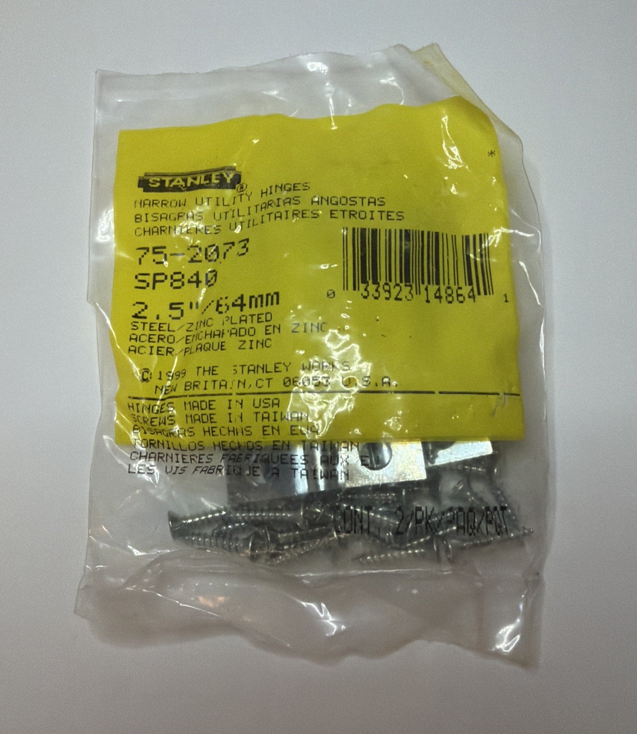 (Pack 2) Stanley 75-2073 Utility Hinge 2-1/2'' (64mm) CP804