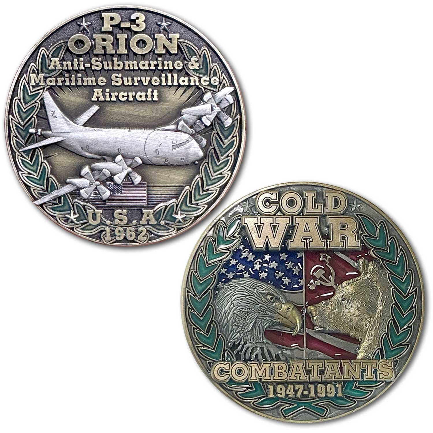 P-3 Orion Anti Submarine Surveillance USA vs USSR Cold War Combatants Coin