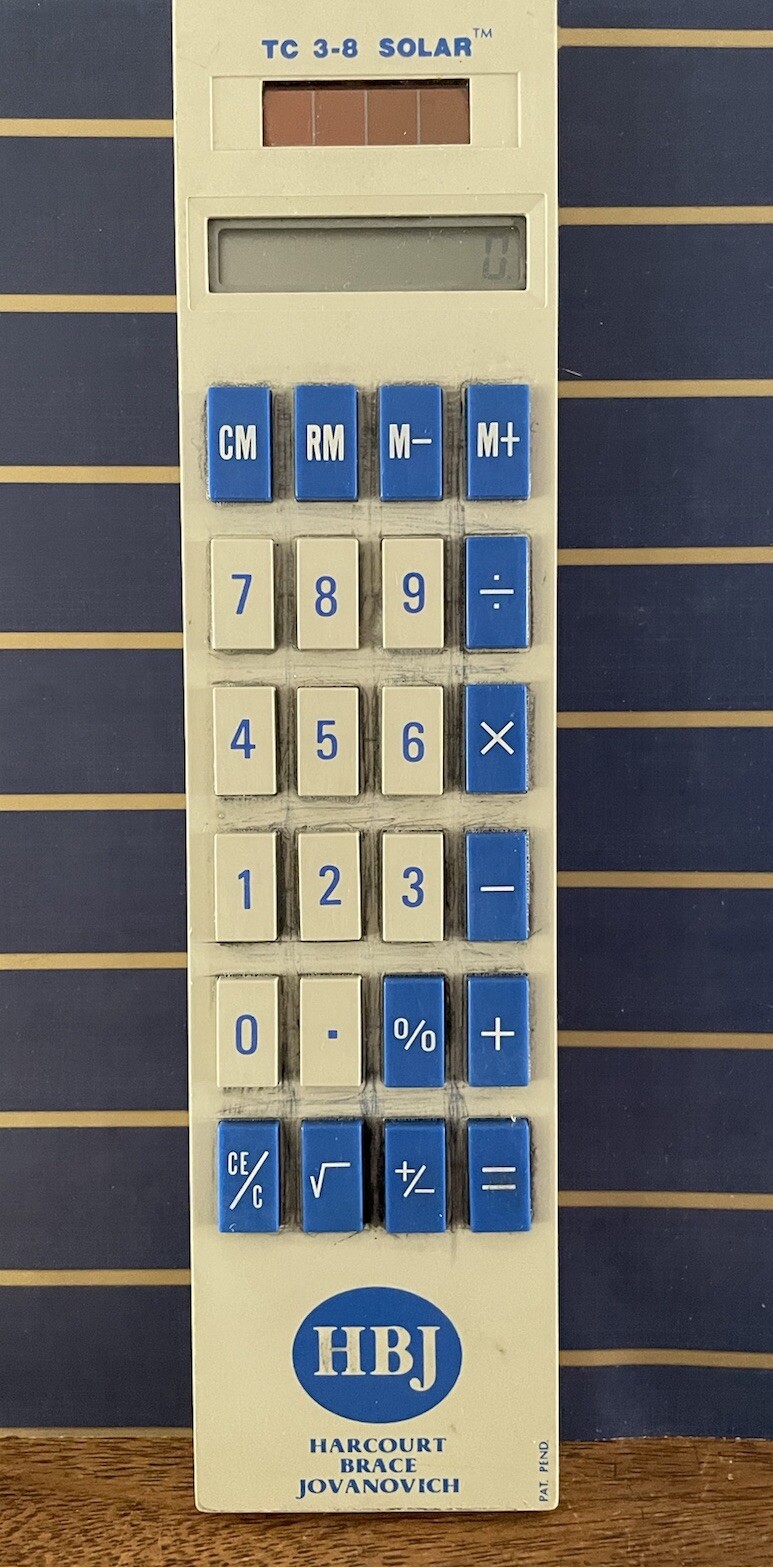 Vintage HBJ TC 3 8 Solar Calculator Student 1980s Classroom Elementary School