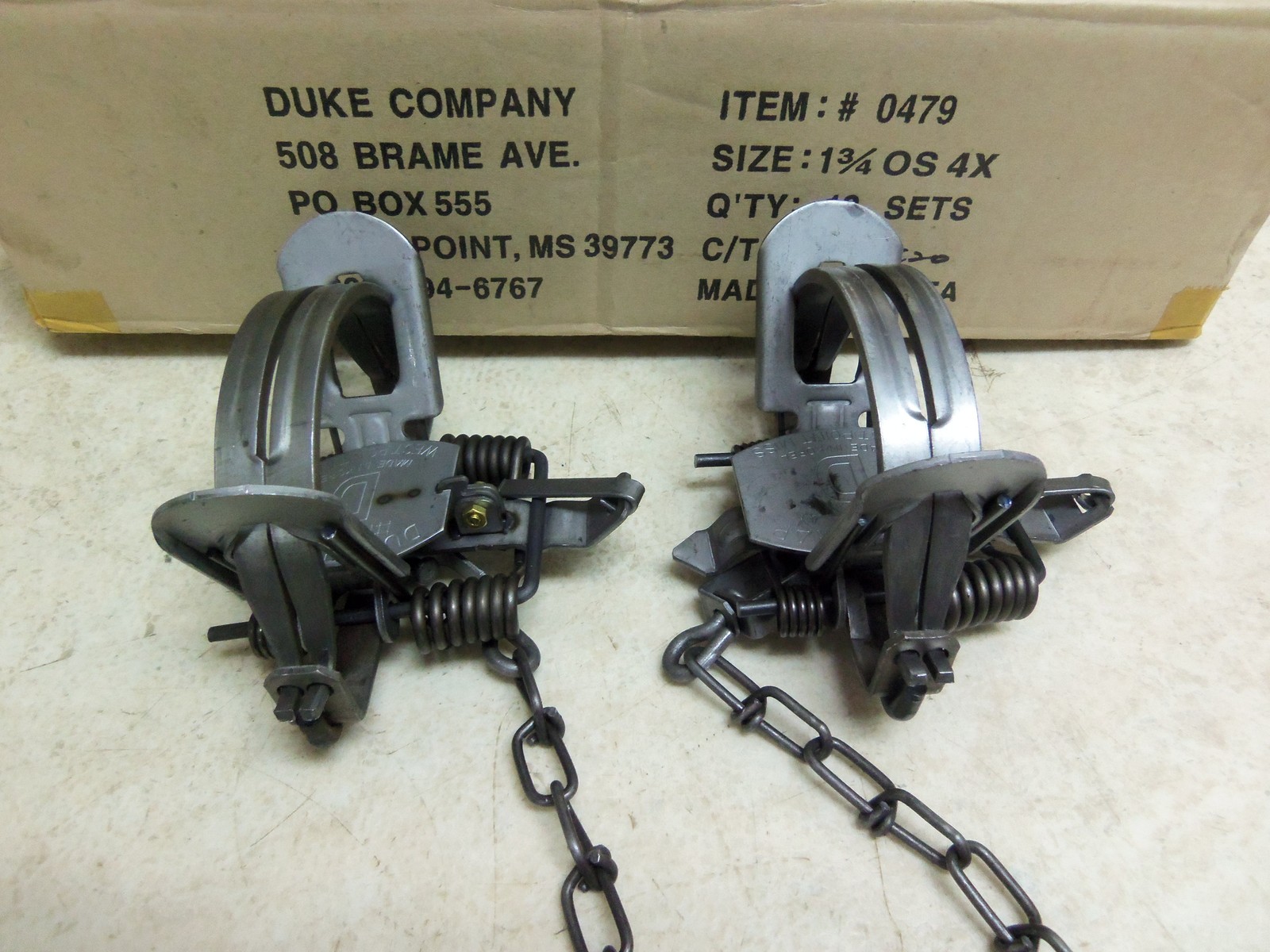 2 Duke #1 3/4 OFFSET Jaw 4 COIL Spring Traps Fox Coyote Bobcat Trapping 5 1/4"