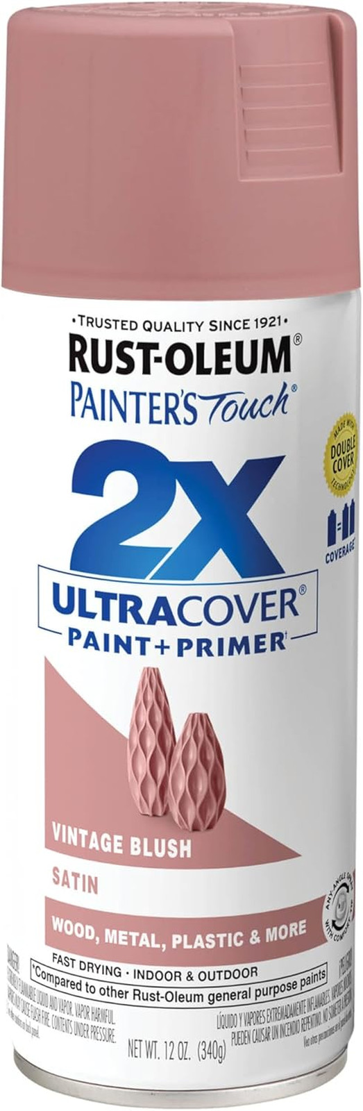 299887 Painter'S Touch 2X Ultra Cover Spray Paint, 12 Oz, Satin Vintage Blush