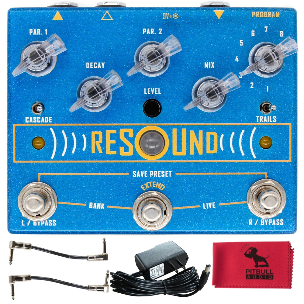 Cusack Music Resound Digital Reverb Pedal w/ Power Supply, Patch Cables & Cloth