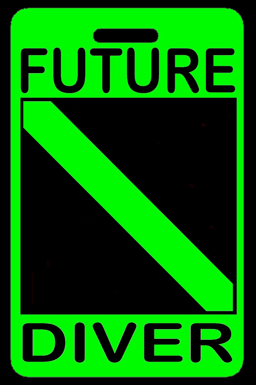 Personalized Hi-Viz Green "Future Diver" Luggage/Gear Bag Tag - New
