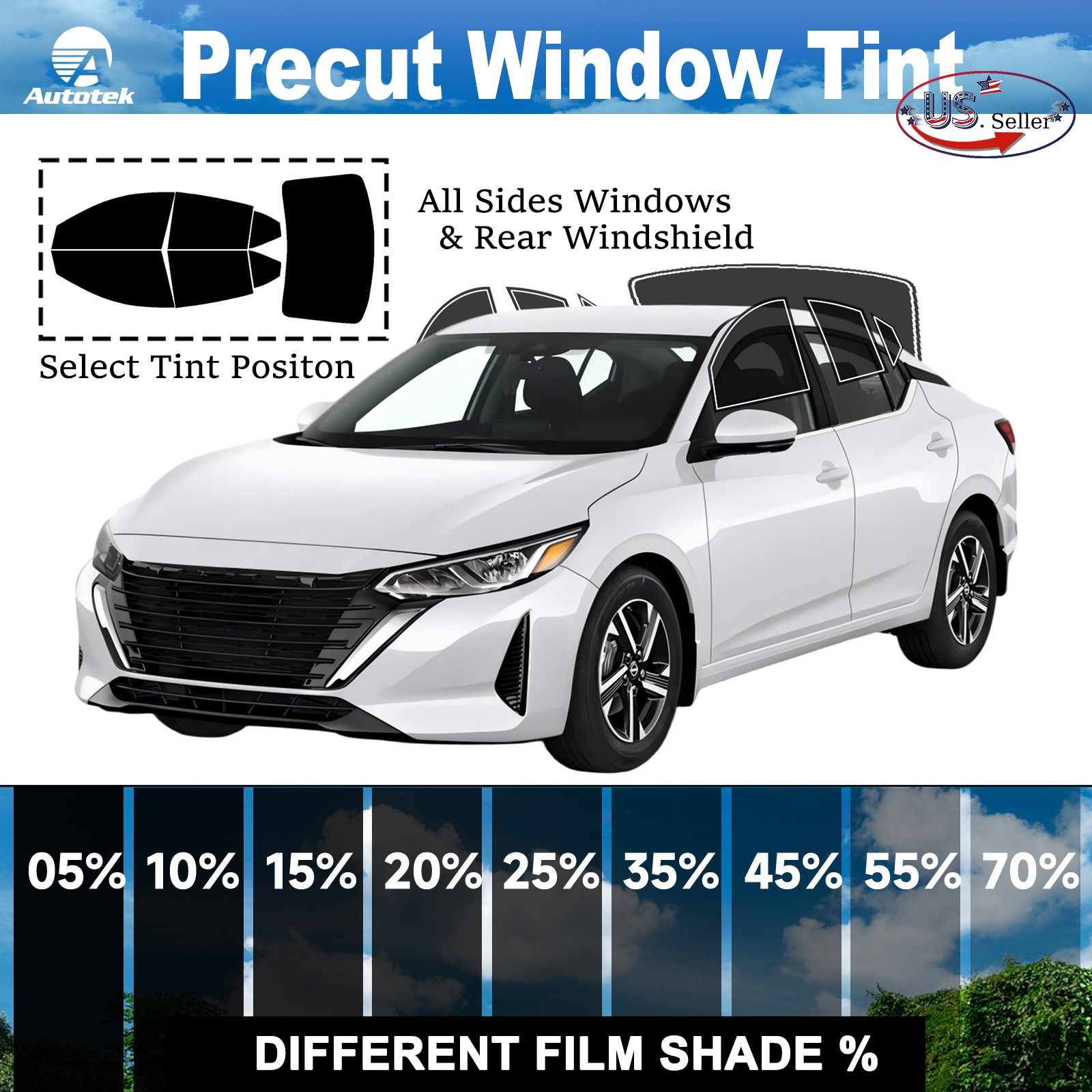 Computerized Custom PreCut 2Ply Window Tint Film Kit For ALL Nissan Sentra Sedan