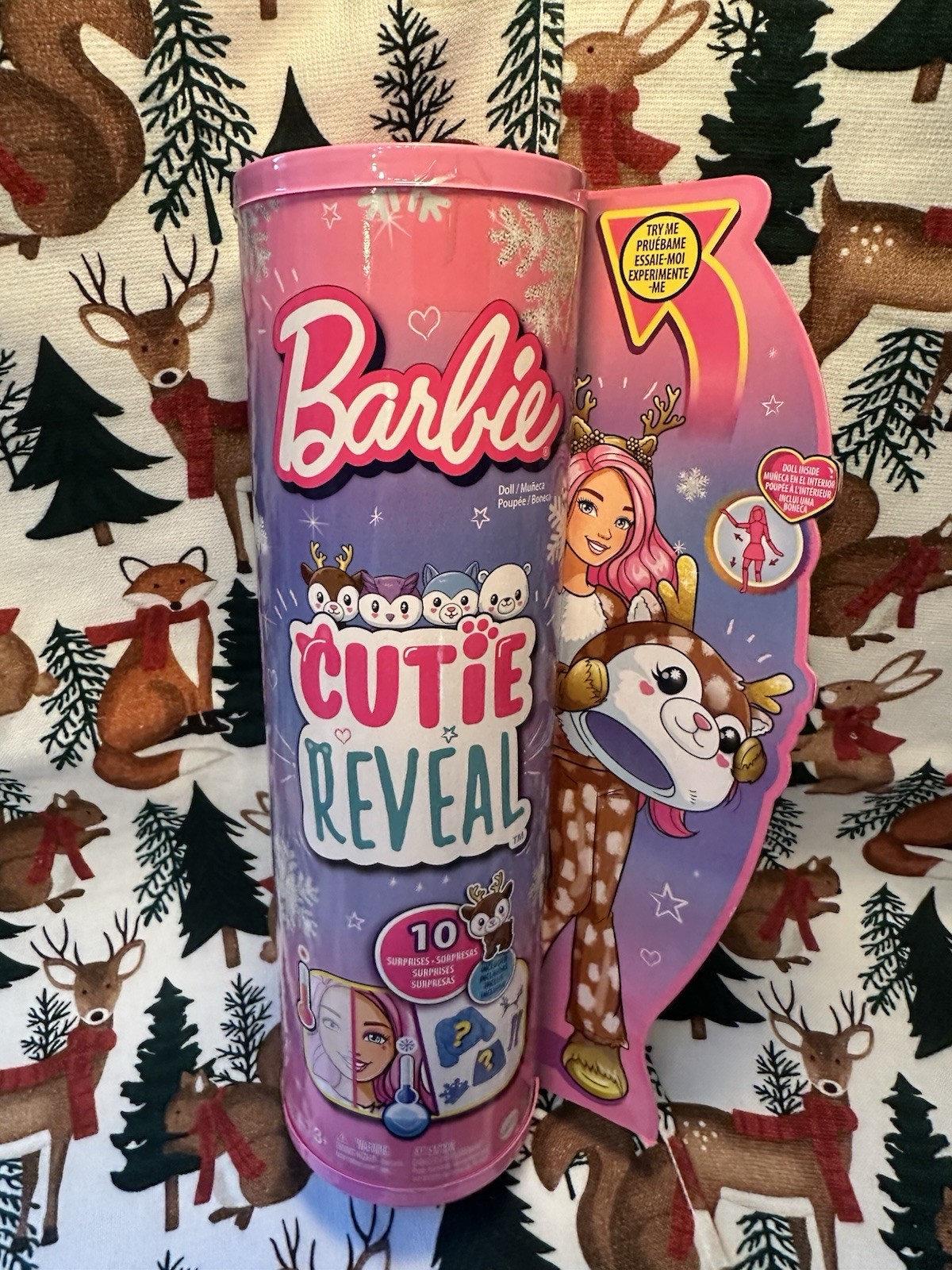 NEW❤️Barbie Cutie Reveal Snowflake Series🦌Deer Costume Doll Set ~10 Surprises❄️
