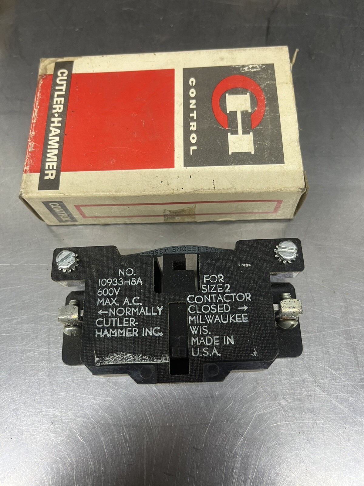 Lot Of 2 Cutler Hammer Aux Contact Kit 10933H8 Size 2 NC New Old Stock