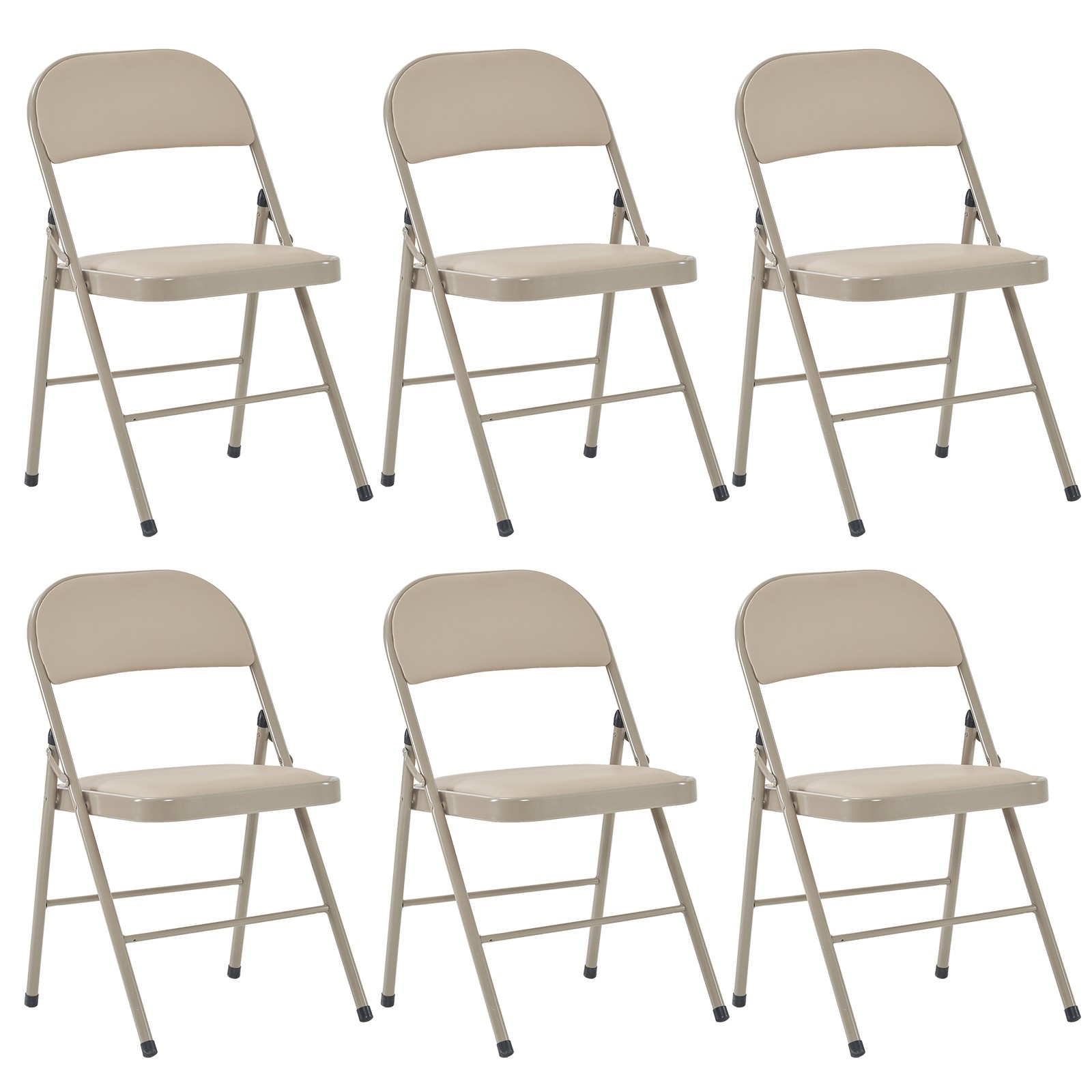 6pcs Elegant Foldable Iron & PVC Chairs for Convention & Exhibition Light Brown