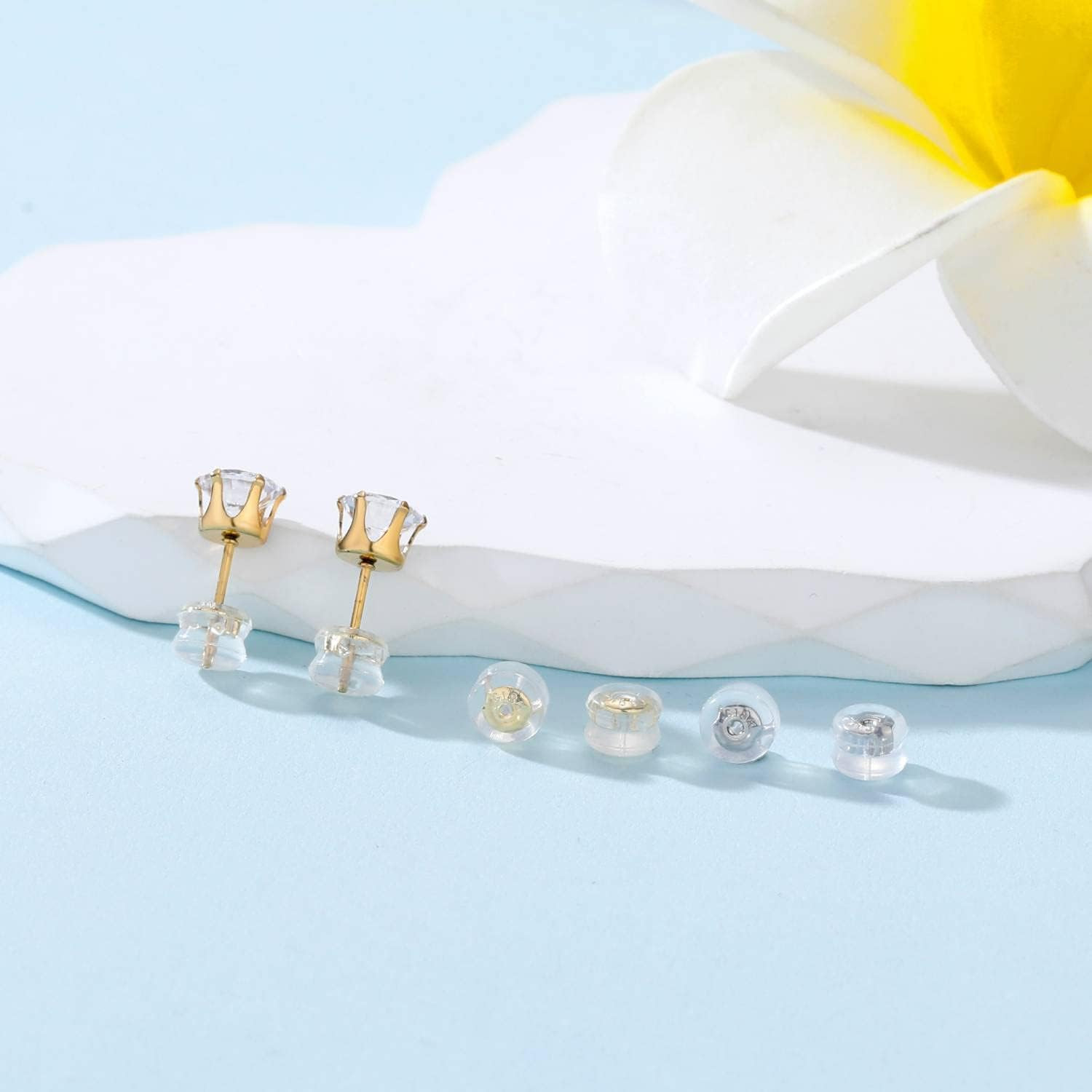 Earring Backs for Droopy Ears, 18K Gold Silicone Earring Backs for Studs Heavy E