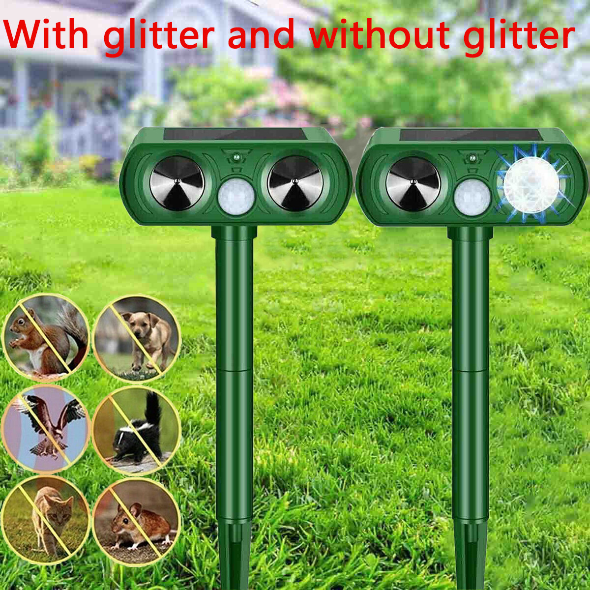 Outdoor Ultrasonic Animal Pest Repeller Solar Motion Sensor for Cats, Rats&More