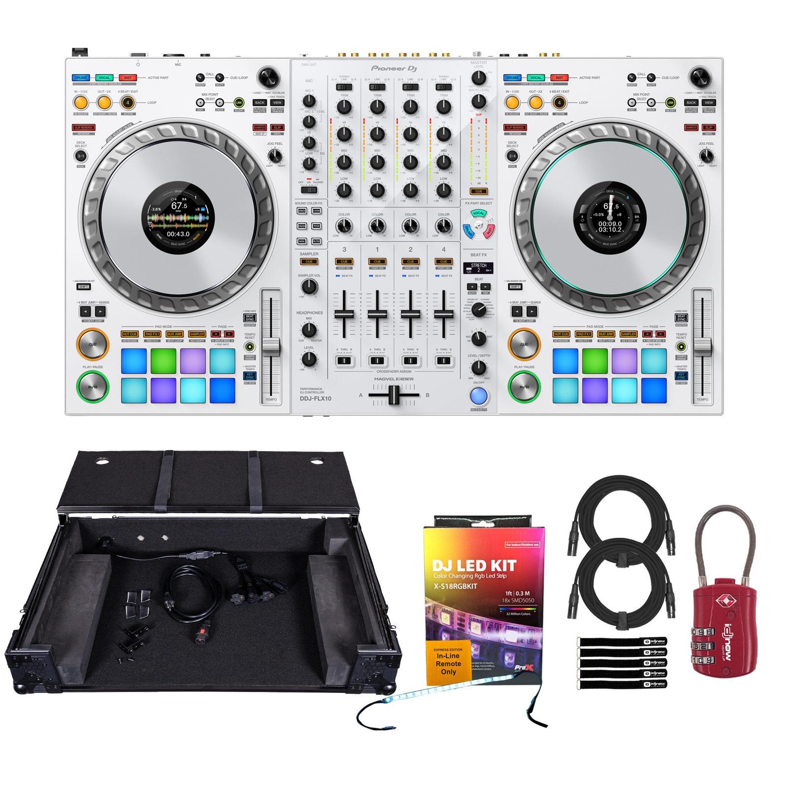 Pioneer DJ DDJ-FLX10-W 4-Channel White DJ Controller w Headliner Case