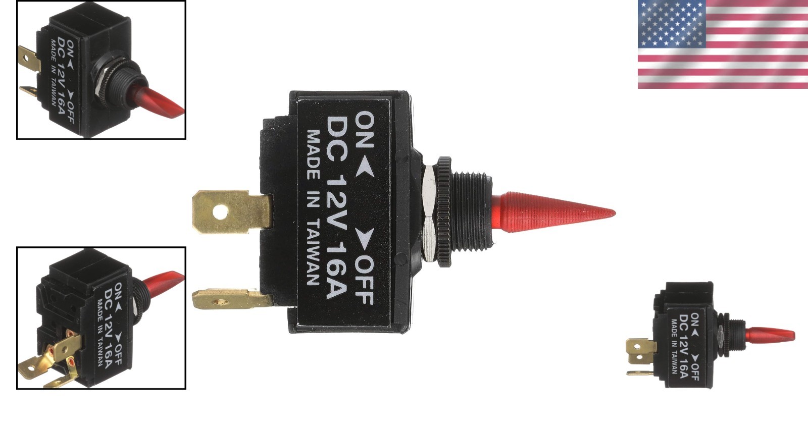 2-Position Illuminated Toggle Switch for Marine 12V On/Off Panel Mount Red