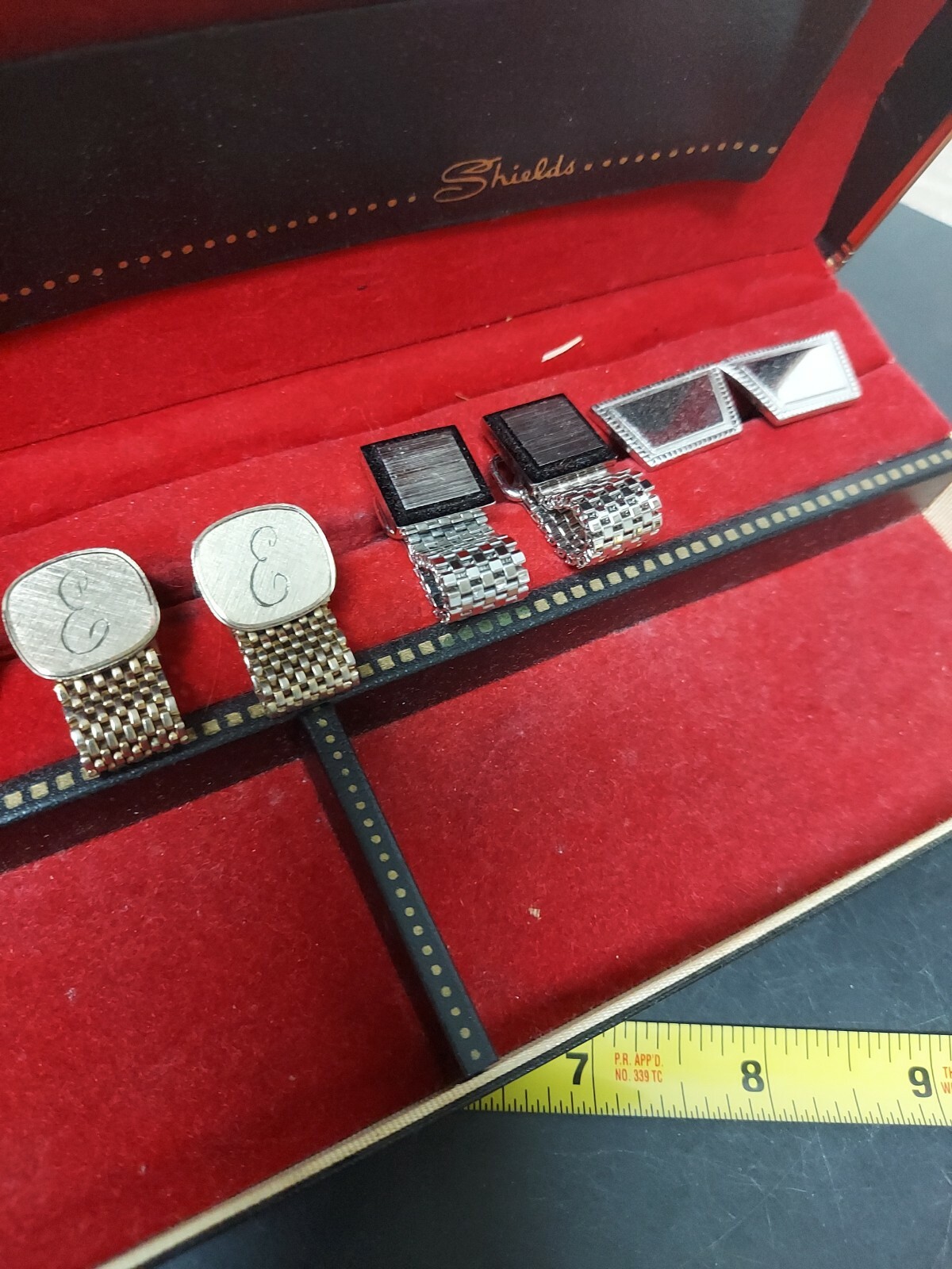 Black Knight Shields Box With "E" cufflinks 5 Total Sets