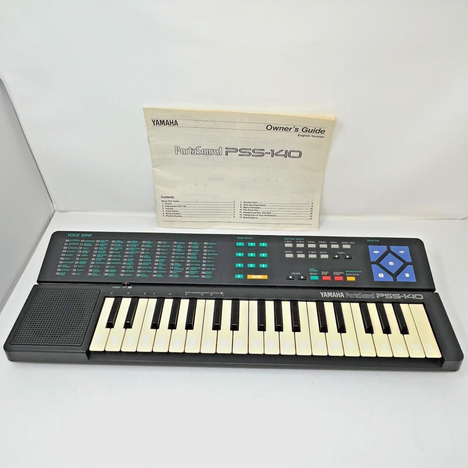 1988 Yamaha Portasound PSS-140 Works Great w/manual black keyboard & drum pad