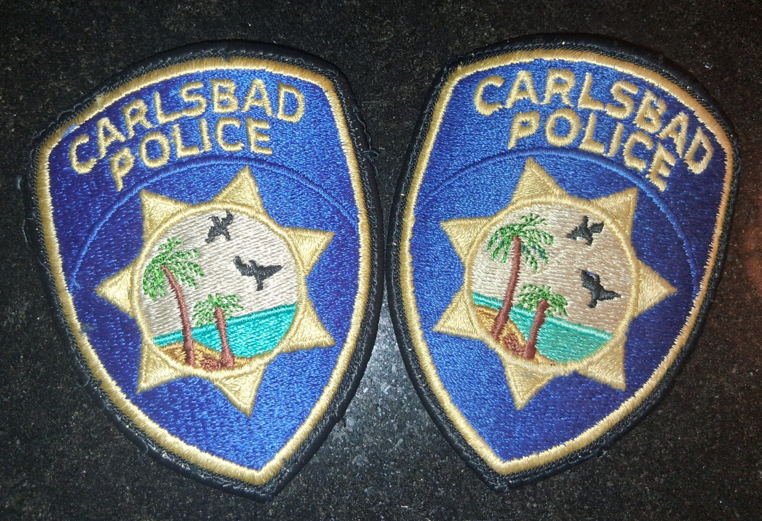Carlsbad Police Patch Matching Pair (2) California San Diego Rare Patches Vtg