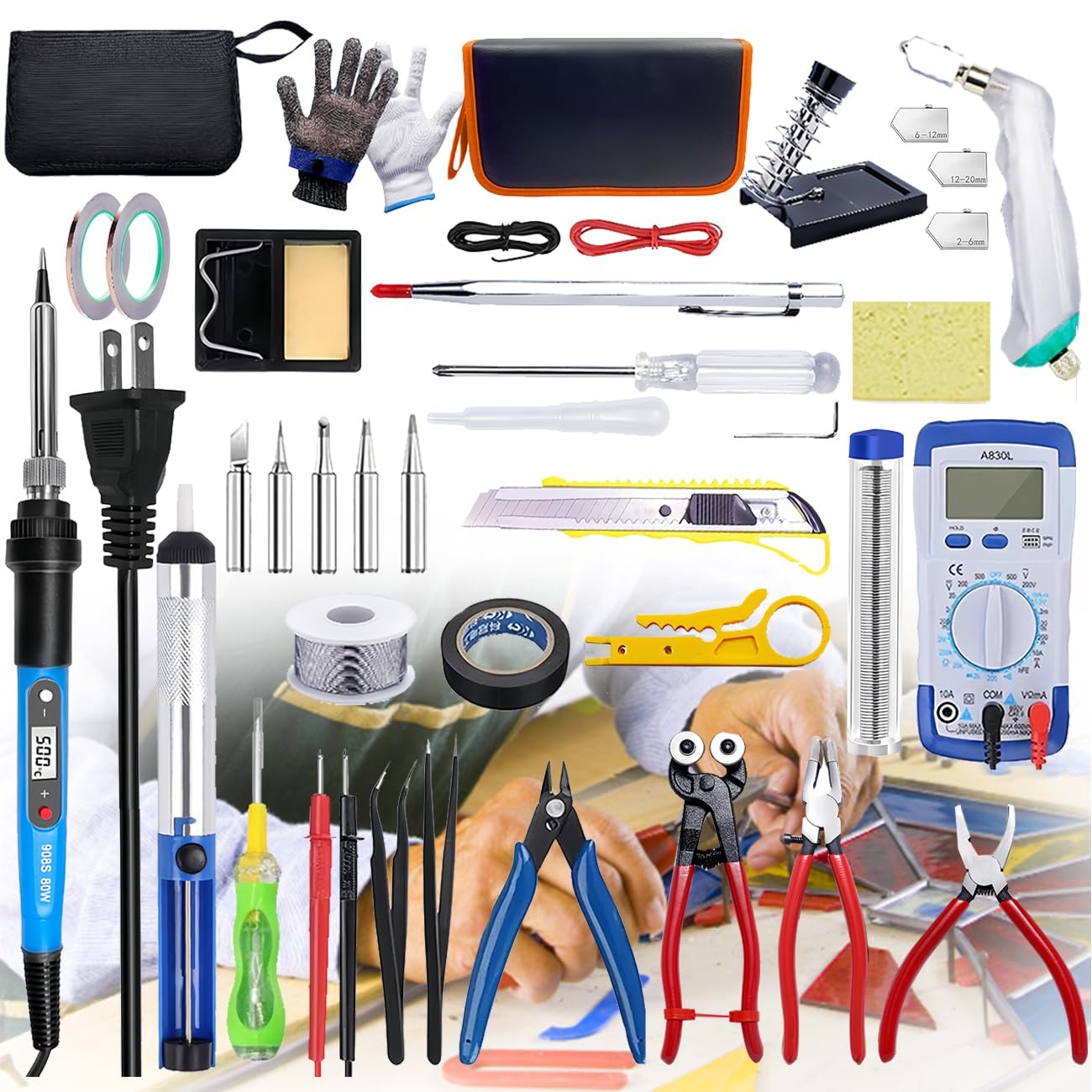 Stained Glass Kit for Adults Beginners, 30 PCS Tool Set with Glass Cutter, 80...