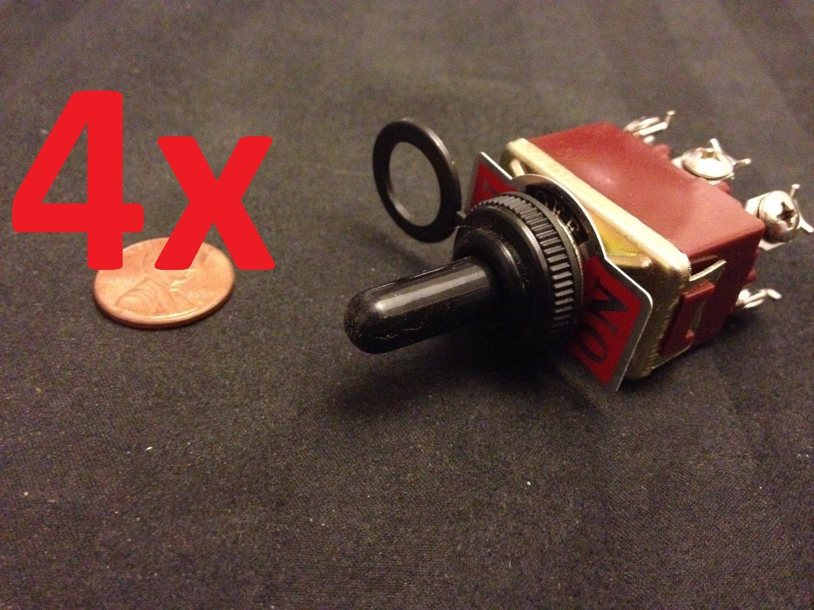 4x waterproof DPDT Momentary-Off-Momentary ON/OFF/ON Toggle Switches 15A 1/2"