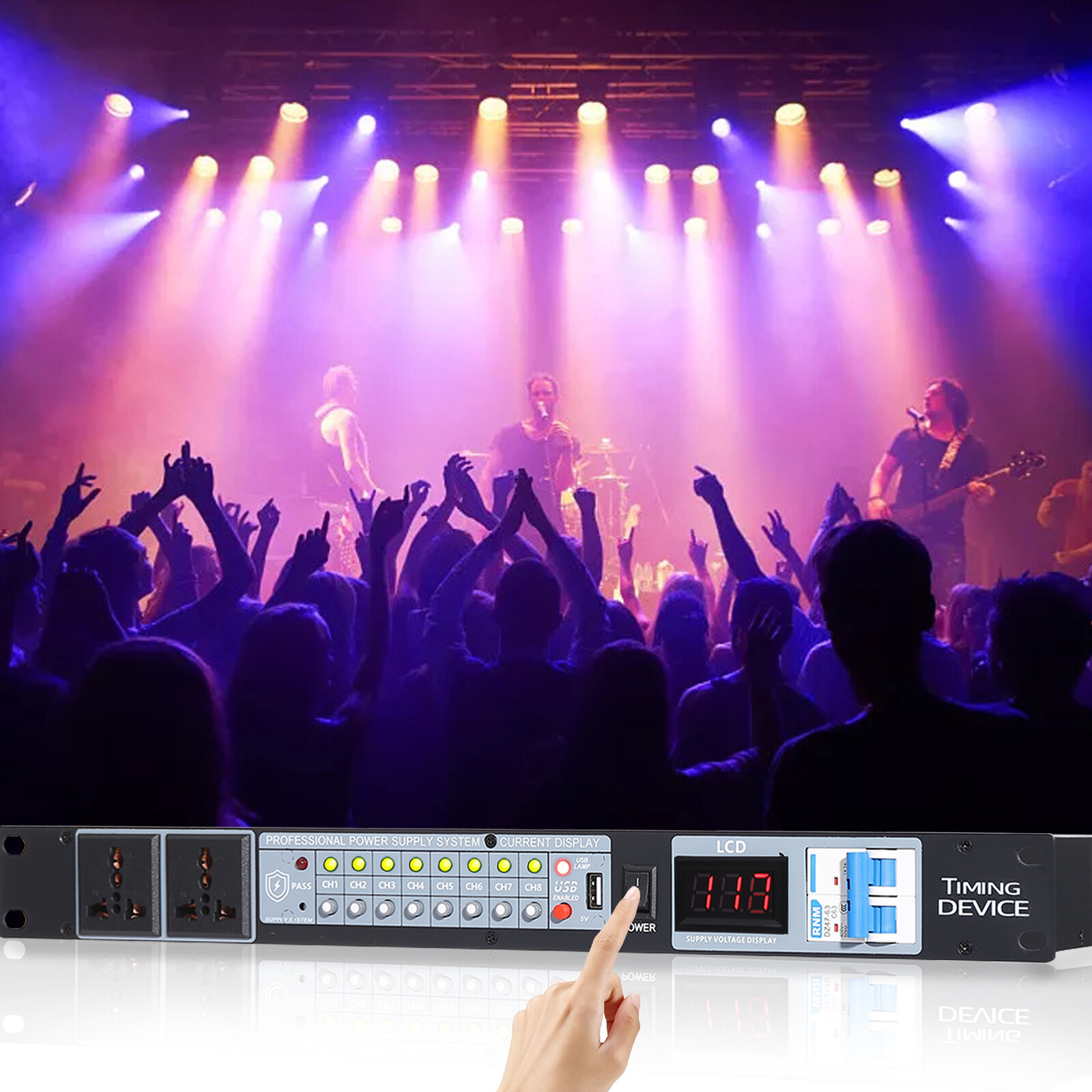 Professional Audio Power Conditioner Digital Voltmeter USB Surge Protector 2000W