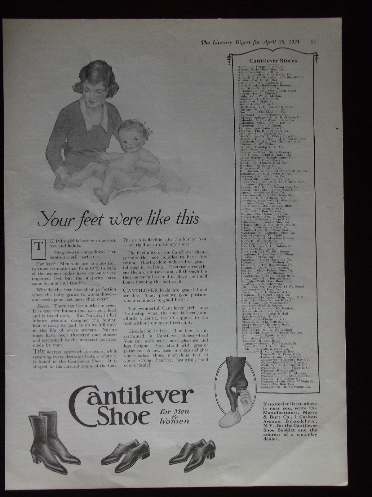 1921 Cantilever Shoes for Men and Women Advertisement
