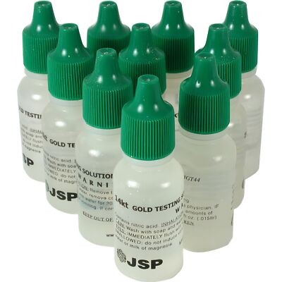 FindingKing 14K Gold Testing Solution Acid 1/2 Fluid Oz. 10 Bottles