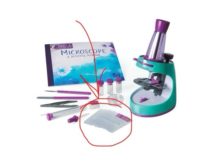 4 Prepared Slides and 5 Blank Slides for Nancy B's Science Club Girls Microscope