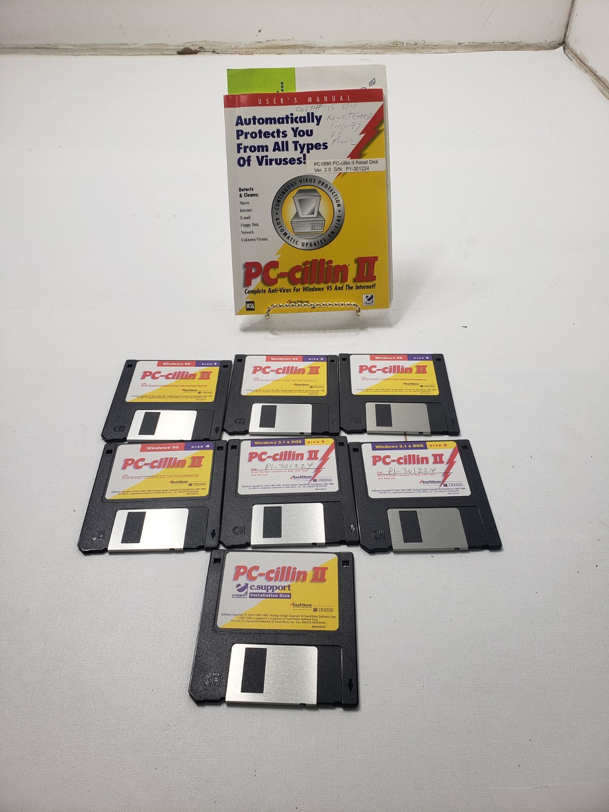 Vintage PC-cillin II Antivirus 7 Disk Set Windows 95 31 DOS 3.5” Floppy Untested