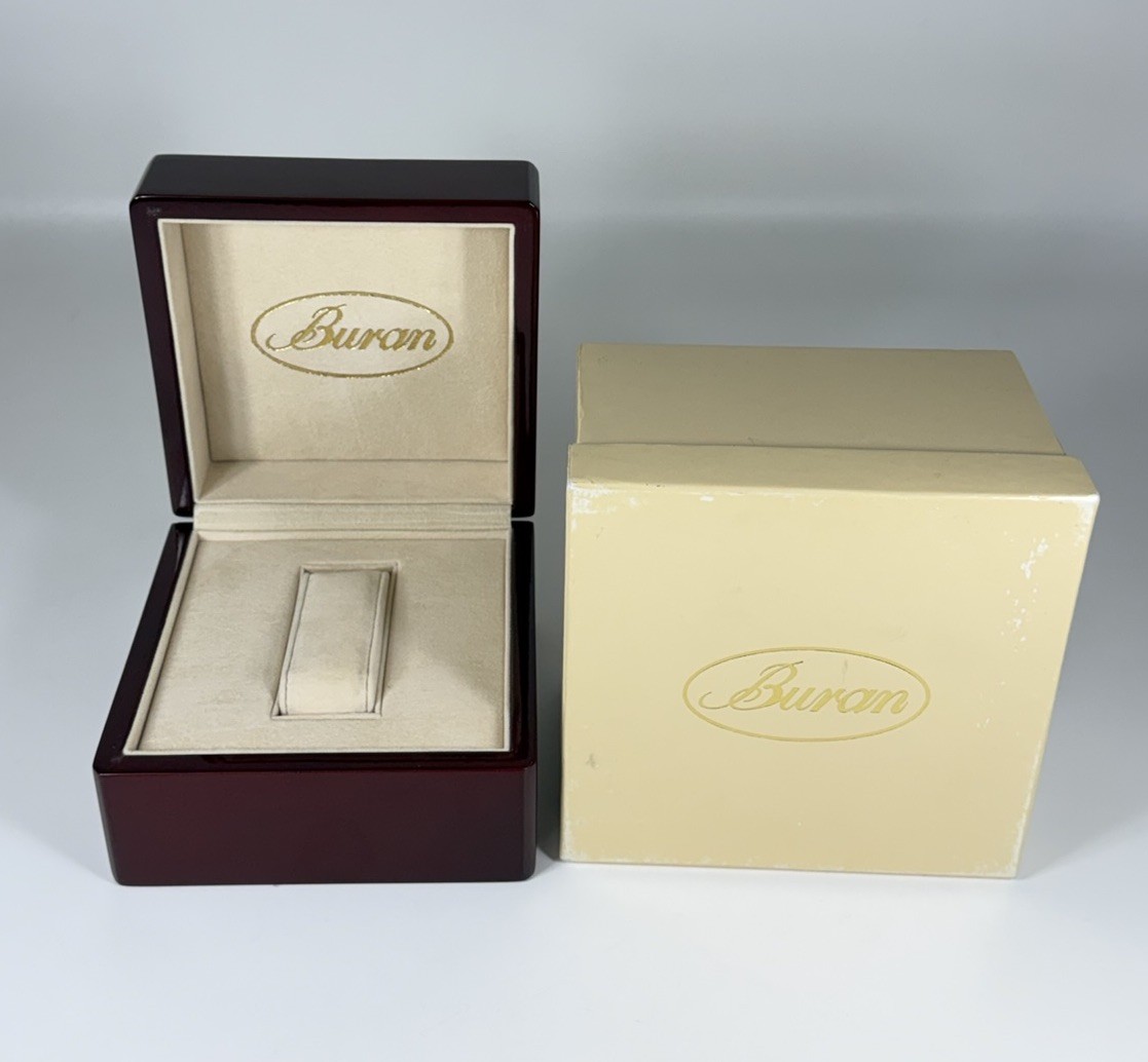 Genuine Buran Wooden Burgundy Single Watch Luxury Presentation Box