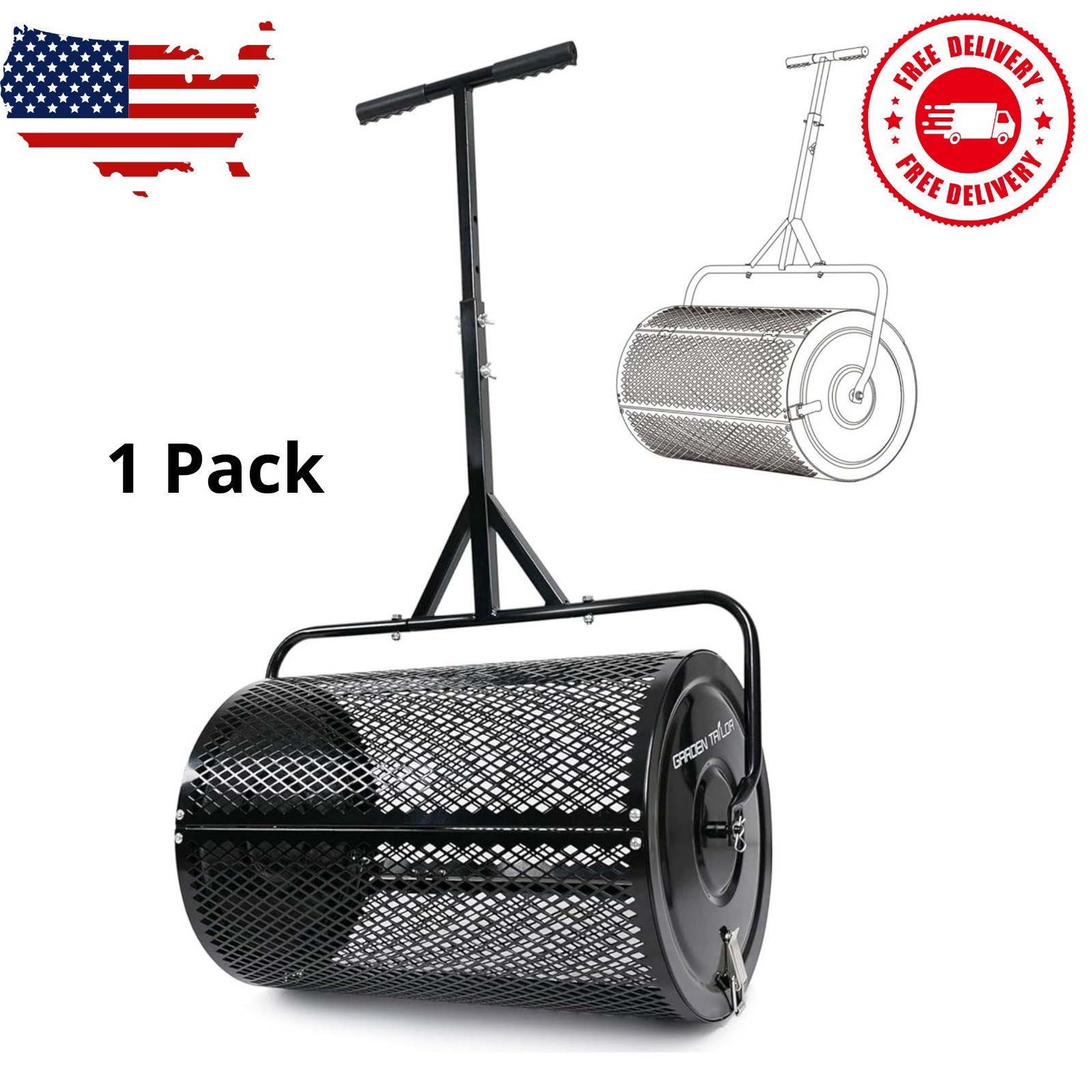 Compost Spreader 24 Inch Peat Moss Spreader with Installation Support Accessorie