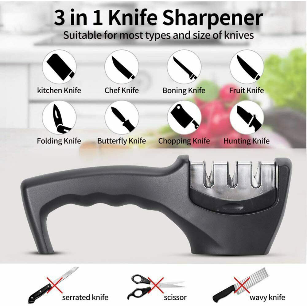 3 Stage Knife Sharpener Professional Ceramic Tungsten Kitchen Sharpening System