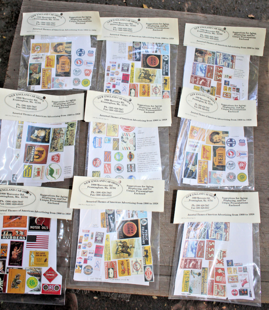9 Packs of Vintage Little Ads Posters & Billboards for O Scale