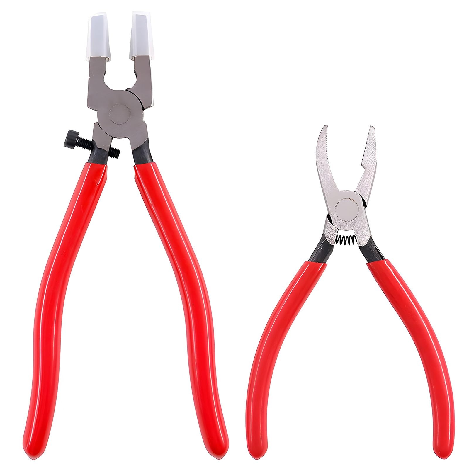 2 Pcs Glass Running Pliers and Breaker Grozer Pliers Set with Rubber Tips for...