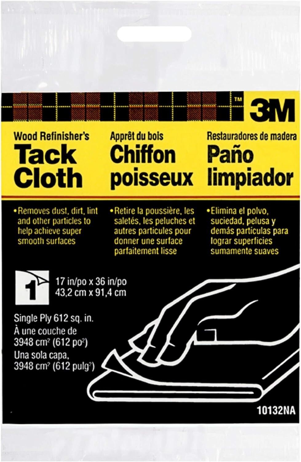 3M Tack Cloth, 17 x 36-in Single Ply 48, Remove particles Dust,Dirt and Lint 1Pk