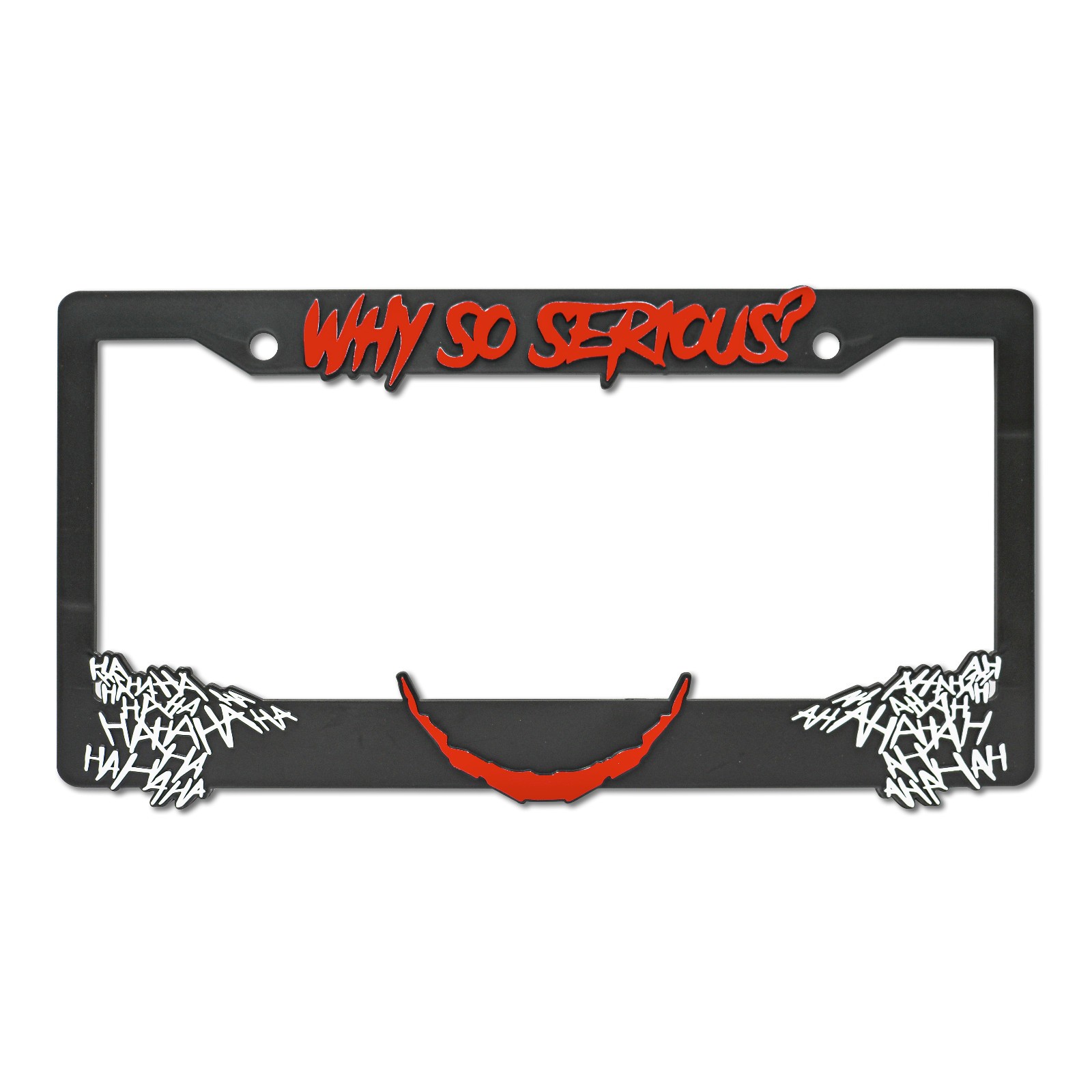 The Joker "Why So Serious" 3D Raised License Plate Frame (Red and White)
